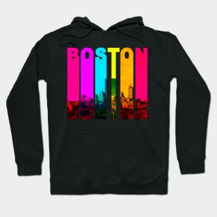 Retro Boston Massachusetts Cityscape Skyline Hoodie